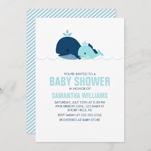 Mum and Baby Whale Baby Shower {blue} Invitation