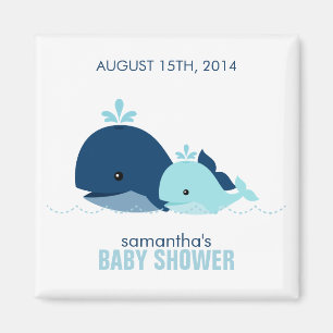 Mum and Baby Whale Baby Shower {blue} Magnet