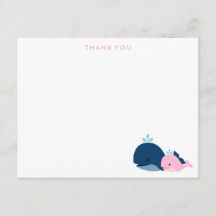 Mum and Baby Whale Thank You Notes {pink}