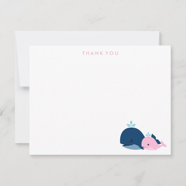 Mum and Baby Whale Thank You Notes {pink} (Front)