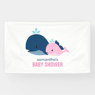 Mum and Baby Whales Girl Baby Shower Welcome Banner