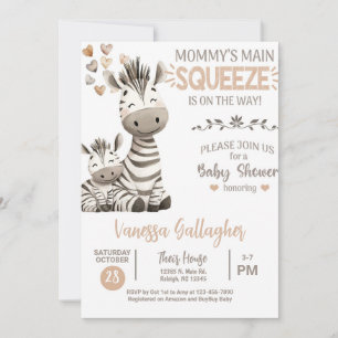 Mum and baby zebra baby shower invitation. invitation