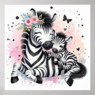 Mum and Baby Zebra  Poster