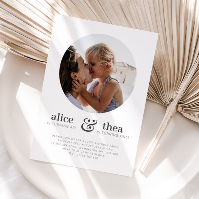 Mum and Child - Photo Joint Birthday Invitation (Mom and Child - Photo Joint Birthday Invitation 1)