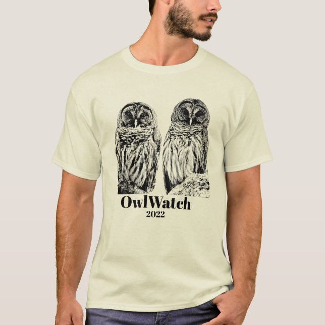 Mum and Dad Barred Owl  (B&W) T-Shirt (Front)