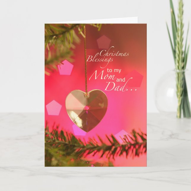 Mum and Dad Christmas Heart on Tree Simple Joys Holiday Card (Front)