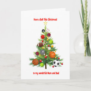 Mum and Dad Christmas Tree Decorated With Balls Holiday Card