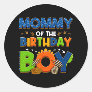 Mum And Dad Mummy Birthday Boy Dinosaur Family Par Classic Round Sticker