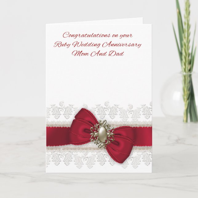Mum And Dad Ruby Wedding Anniversary Stylish Card (Front)