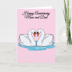 Mum and Dad Swans Anniversary Card
