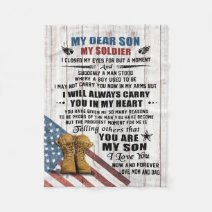 Mum And Dad To My dear son Army Fleece Blanket