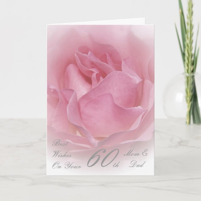 Mum And Dad Wedding Anniversary Card Pink Rose (Front)
