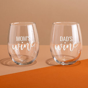 Mum and Dads Stemless Wine Glass