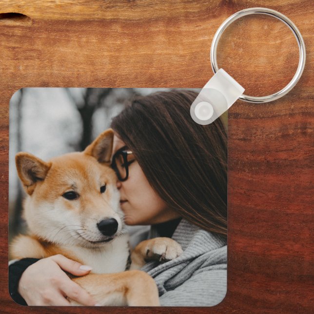 Mum And Dog Photo Key Ring (Back)