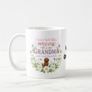Mum and Grandma Two Titles Floral Dog Daisy Design Coffee Mug