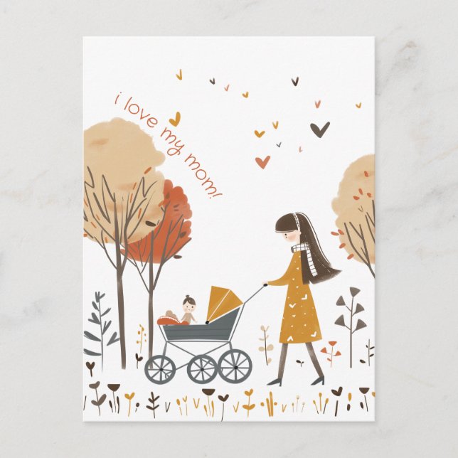 Mum and her Kid on the Stroller Postcard (Front)
