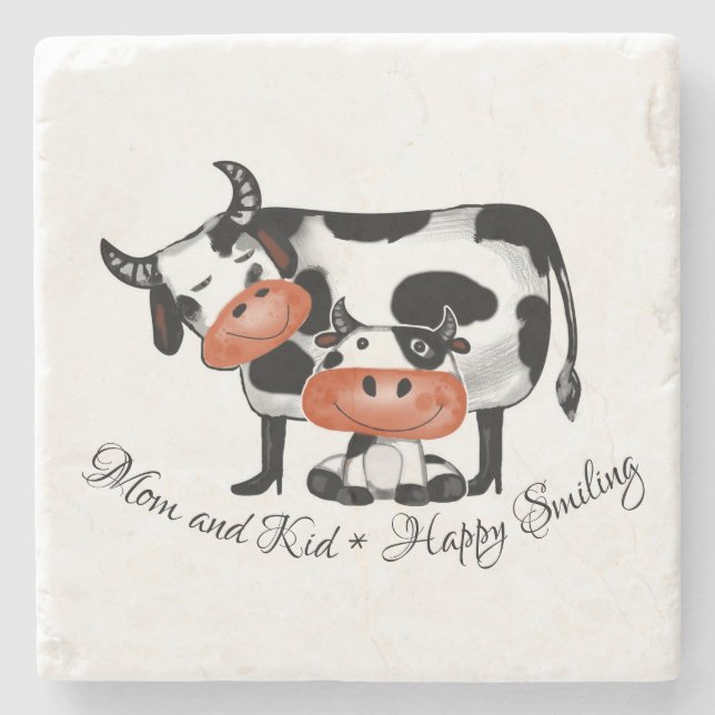 Mum and Kid * Happy Smiling Stone Coaster (Front)
