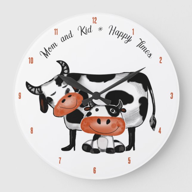 Mum and Kid * Happy Times Wall Clock (Front)