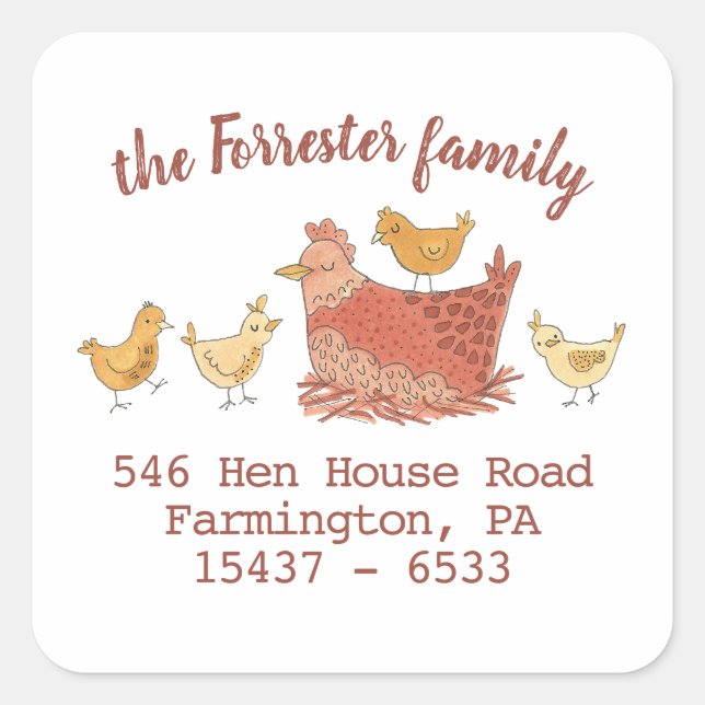 Mum and Kids Return Address Square Sticker (Front)