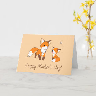 Mum and Kit Fox Mother’s Day Peach Blank Card