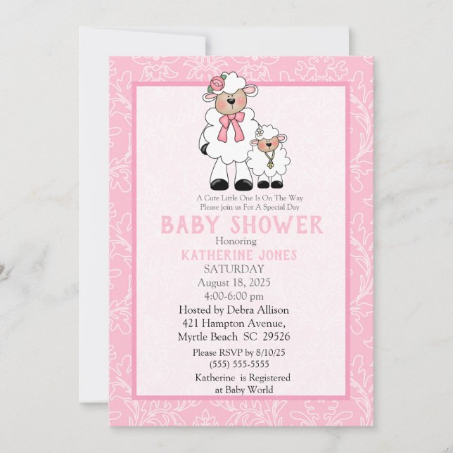 Mum and Little Lamb Baby Shower Invitation (Front)