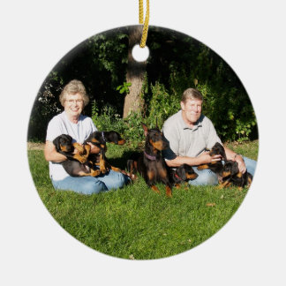 Mum and pup doberman ornament