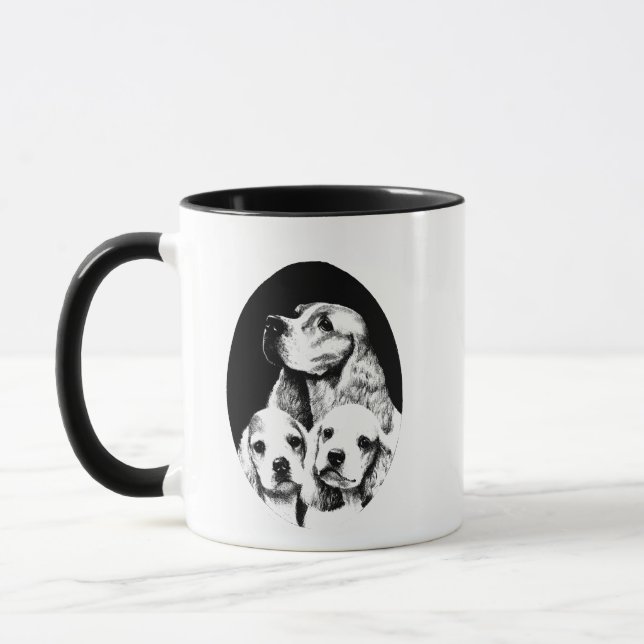 Mum and puppy dogs Cocker Spaniel art Mug (Left)