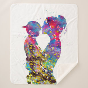 Mum And Son Colorfull Gifs Sherpa Blanket