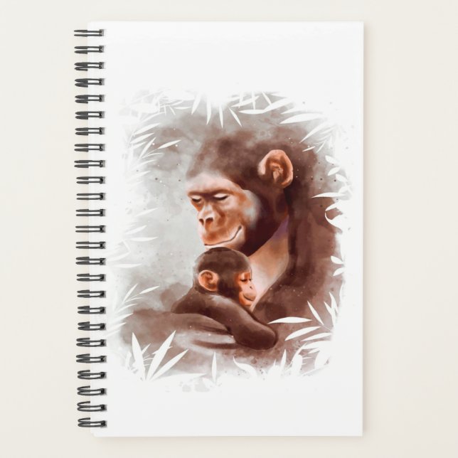 Mum And Son Monkey Paint, Monkey Family Birthday Planner (Front)