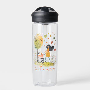 Mum and Twins on Stroller Water Bottle