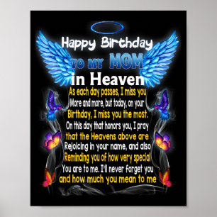 Mum angel in heaven poem, happy mother's day proud poster