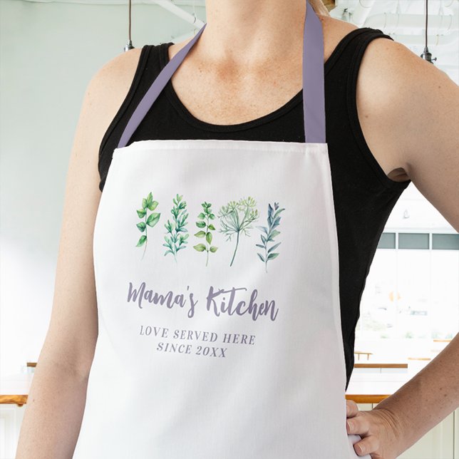 Mum Apron Aromatics Kitchen Herbs Love Served Here (mom apron personalized custom saying love served here cooking womens chef mother christmas gift)