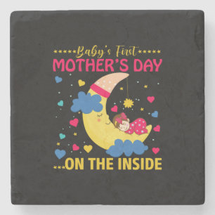 Mum Art First Mother's Day On The Inside Stone Coaster