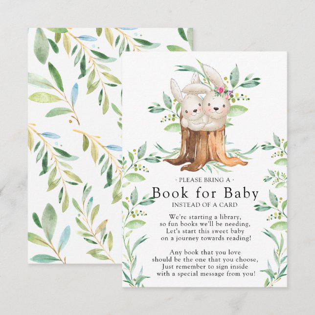 Mum & Baby Bunny Baby Shower Book for Baby Card (Front/Back)