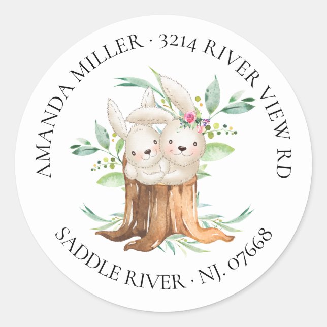 Mum & Baby Bunny Baby Shower Return Address Label (Front)