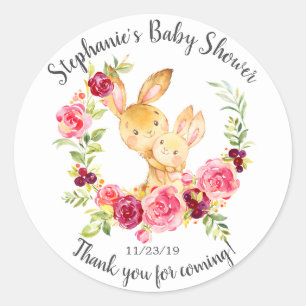 Mum & Baby Bunny Rabbit Shower Favour Sticker