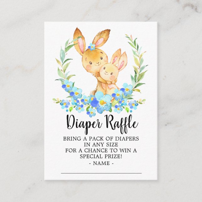Mum & Baby Bunny Shower Diaper Raffle Ticket Enclosure Card (Front)
