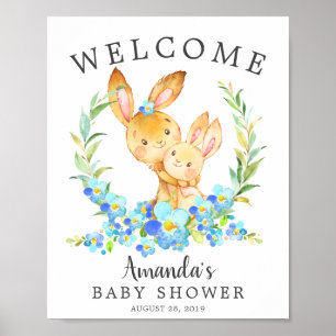 Mum & Baby Bunny Welcome Baby Shower Poster
