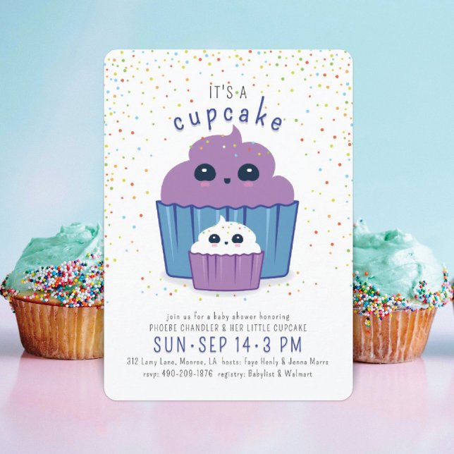 Mum & Baby Cupcake Baby Shower Invitation (Creator Uploaded)