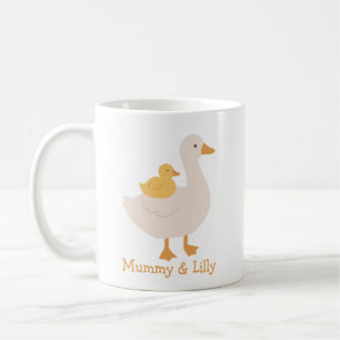 Mum & Baby Cute Duck, Personalised Matching Family Coffee Mug