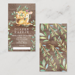 Mum & Baby Deer Baby Shower Diaper Raffle Ticket Enclosure Card