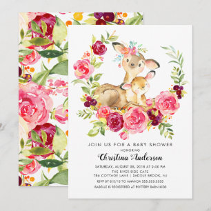 Mum & Baby Deer Baby Shower Invitation