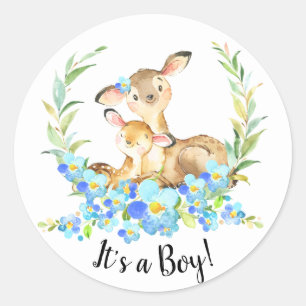 Mum & Baby Deer It' a BOY Favour Sticker