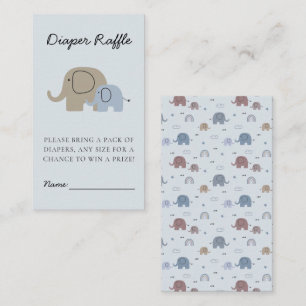 Mum Baby Elephant Baby Shower Diaper Raffle Ticket Enclosure Card