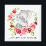 Mum & Baby Elephant Baby Shower Favour Magnet<br><div class="desc">Cute mum & baby elephant magnet for a girls baby shower. Change the background by clicking on customise & use our colour picker!. Matching items available in our shop.</div>