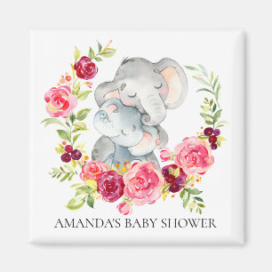 Mum & Baby Elephant Baby Shower Favour Magnet