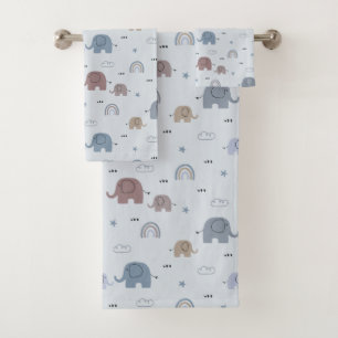 Mum & Baby Elephant Pattern Bath Towel Set