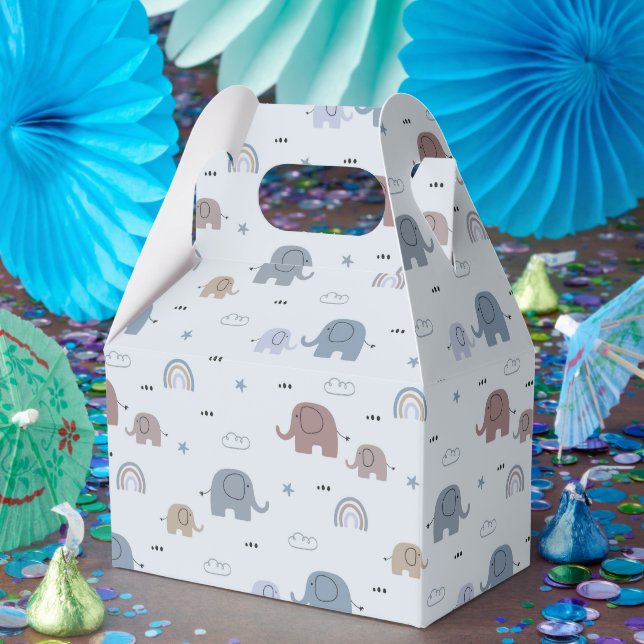 Mum & Baby Elephant Pattern Favour Boxes (Party)