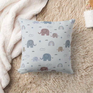 Mum & Baby Elephant Pattern  Throw Pillow