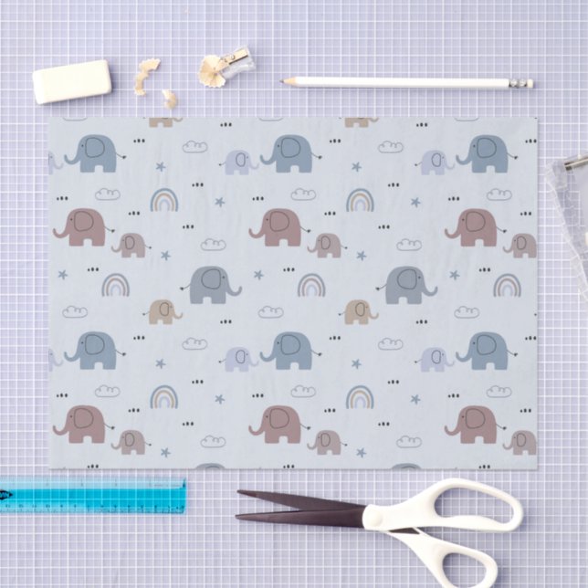 Mum & Baby Elephant Pattern Tissue Paper (Craft)